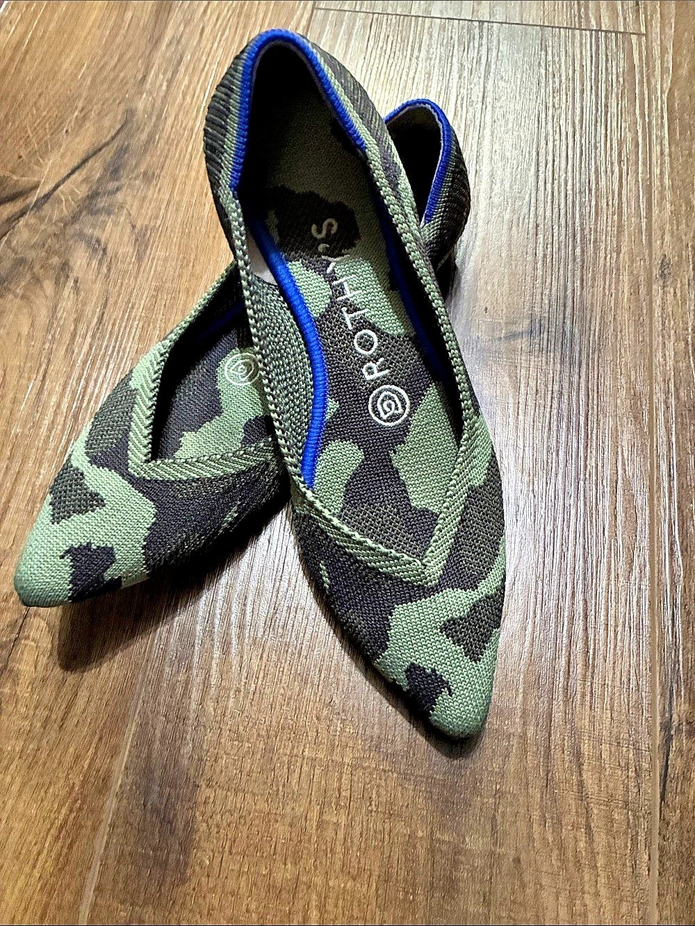 Rothy's The Point Camo Flats in Green & Black US 6